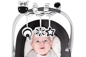vocheer Hanging Toys for Car Seat Crib Mobile, Infant Baby Spiral Plush Toys for Crib Bed Stroller Car Seat Bar (Zebra)