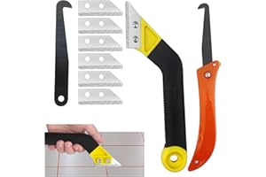 Gvolatee Set da 2 Pezzi Fughe Piastrelle + 7 Lame di Ricambio, Raschietto per Pavimenti, Stucco Pulizia Strumento di Rimozione, Pulizia Fughe Pavimento Strumenti, per Cucina Bagno Pareti