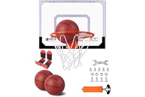 E-SMARTER Sports Mini Basketball Hoop for Kids, Wall Mounted Mini Hoop Basketball Hoop Indoor Outdoor, Includes 2 Basketballs & Pump, Girls Boys Toys for Age 3-12 Years Old, Gifts for Boys Girls Kids