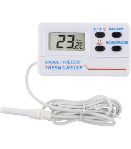 Thermomètre Numérique Houdian Pour Réfrigérateur/congélateur - Enregistre Min/max, étanche IPX3, Noir