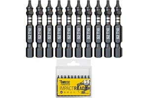 10 x SabreCut SCTX1050_10 50 mm TX10 T10 Destornillador de impacto Juego de puntas Torx de un solo extremo para trabajo pesado, incluida la caja de almacenamiento