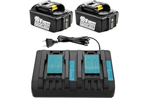 Energup 2X 18V 5500mAh Batería con Cargador DC18RD para Makita Batería 18V BL1860 BL1850 BL1850B BL1840 BL1830 BL1820 LXT400