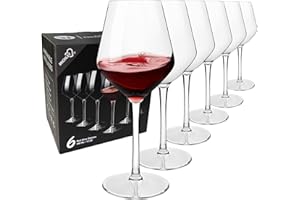 COOKY.D Incassable Verres à Vin Rouge de Bordeaux 425ml, Tritan-Plastique Grand Verres à Vins pour Mariage et Fête, Lave-vaisselle Garanti, Lot de 6