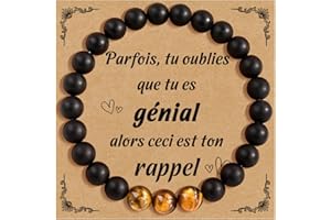 CheersLife Cadeau Homme Bracelet Pierre Naturelle Homme Cadeau Noel Anniversaire pour Papa Grand Pere Mari Copain Couple