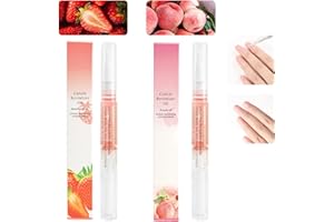 MESCHETT 2PCS Cuticle Oil Pens for Nail Care,Cuticle Revitalizer Oil Pen with Soft Brush,Cuticle Oil to Prevent Nail Cracking and Dry (Peach & Strawberry Flavor)