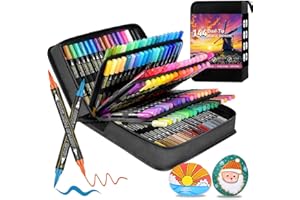 Laconile 144 Acrylstifte Set – Wasserfest, Doppelspitze (feine Spitze/Pinsel, 1-5mm), Multimarker für Steine, Holz, Glas, Keramik in Stofftasche – Acrylic Paint Marker für Künstler & DIY