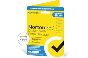 NORTONLIFELOCK NORTON 360 DELUXE PLUS 50GB IN 1 USER 3 DEVICE 12MO AMAZON ENR DVDSLV