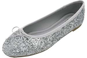Feversole Women's Sparkle Memory Foam Cushioned Colorful Shiny Ballet Flats Pumps Glitter Around Ballet Flat Pumps