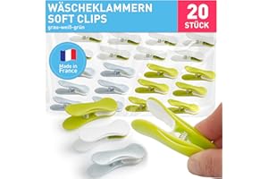 culiclean Wäscheklammern ohne Abdruck stabil mit Blume 20x Wäscheklammer Soft Grip Clip6 grau 8 weiß 6 grün, robuste Kluppen Clothes Pegs UV beständig Klammern zum Aufhängen von Wäsche, Socken