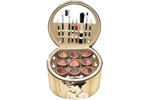 GLOSS ! MAKE UP & ACCESSOIRES GLOSS! | Valigetta Trucco Vintage per Donna | 36 pezzi: Blush, Ombretto, Rossetto, Smalto per Unghie, Accessori | Idea Regalo per Donna, Cofanetto Regalo Donna|Regali di Natale