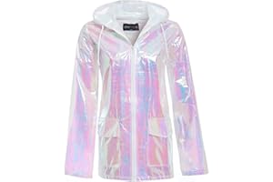 shelikes Womens Hooded Lightweight Zipped Neon Festival Jacket Kagool Cagoule Mac