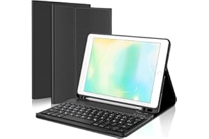 ‎JADEMALL JADEMALL Tastatur Hülle für iPad 6. Generation 2018, iPad 5. Generation 2017, Pro 9.7 Zoll, Air 2 & 1, Wireless Bluetooth Tastatur QWERTZ Deutsch mit Stifthalter, Schwarz