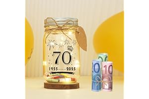 Seutgjie Regalos Originales de 70 Cumpleaños Decoracion 70 Cumpleaños Mujer Hombre 1955 a 2025 Luz LED Botella