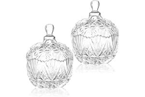 MENGCAT Cadeaux pour Femme Porte cotons en Verre avec Couvercle Idée Cadeau Anniversaire Maison Décoration Chic Range Maquillage Organisateur Salle de Bain Pot à Pharmacie Accessoires Déco Vanité et Chambre