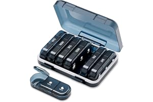 ‎ONTERATE ONTERATE Tygodniowy Organizer na Tabletki 3 Razy Dziennie, Duże Pudełko na Tabletki 7 Dni, Przenośne Etui na Tabletki Odporne na Wilgoć 21 Przegródek, Podróżny Pojemnik na Tabletki (Niebieski)