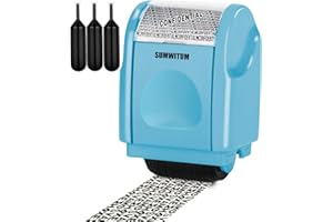 SUMWITUM Data Defender, Identity Guard Roller Stamp Wide Rolling Security Stamp, Including 3-Pack Refills - Confidential Roller Stamp, Address Blocker Security, Anti Theft and Privacy Safety(Small Blue)