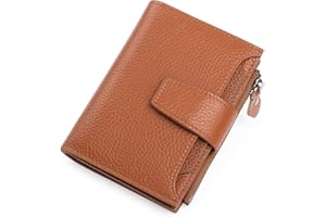 SENDEFN damski portfel, etui na karty z okienkiem na dowód osobisty, skóra, blokada RFID, mały, kompaktowy, dwukrotnie składany, kieszeń na zamek błyskawiczny, Klasyczny