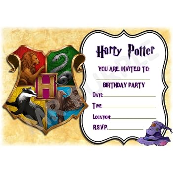 Inviti di compleanno a tema Harry Potter, con stemma di 
