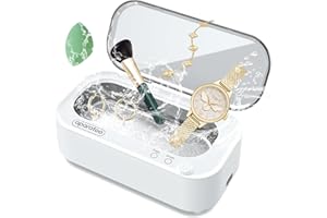 TIPTOP HOME Nettoyeur Ultrasons, Nettoyeur Ultrasons Lunettes, Nettoyeur Ultrason Bijoux, 48000Hz Nettoyeur à Ultrasons, Ultrasonic Cleaner pour Bijoux, Lunettes, Bague, Montre, Dentier (Blanc)