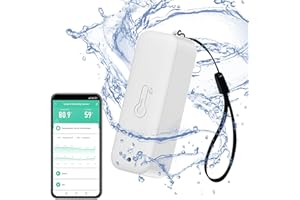 PHOVOLT Smart igrometro termometro: misuratore impermeabile di umidità e sensore di temperatura con notifica di allarme app, sensore WiFi automagnetico per interni ed esterni, compatibile Alexa.1PCS