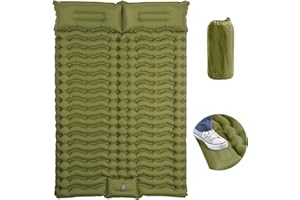 Outplea Matelas de Camping 2 Personnes, Matelas Autogonflant de 10 cm d'épaisseur avec Pompe à Pied, Isolant Tapis de Couchage Double pour Randonnée Voyage Plage, Vert