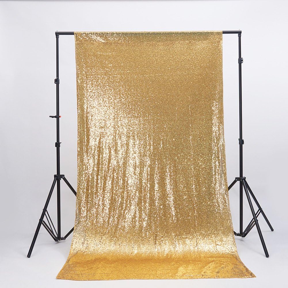 YZEO 4ft*6.5ft Photo Booth Backdrop Gold Sequin Fabric Gold Wedding Curtain