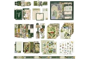 Udbrud Vintage Scrapbook Zubehör Set, 229 Stück Ästhetische Bullet Journal Zubehör A6 Raster Notizbuch Retro Scrapbooking Aufkleber Papier Dekoration DIY Scrapbook Geschenk für Teenager