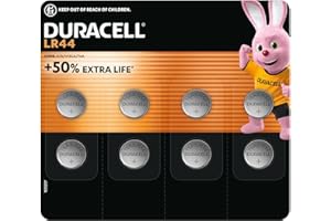 DURACELL LR44 (8 Pack) Specialty Alkaline Battery 1.5V (A76)– +50% EXTRA LIFE– For Thermometers, Flashlights, Watches, Security Systems & Medical Devices – 5–Year Storage Guarantee - Leak Prevention - 1