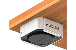 AODUKE Aluminum Alloy Mac mini M4 Under Table Bracket, 2024 Mac mini M4 Pro Wall Mount Stand, Hanging Rack Compatible with VESA Hole Monitor Mount or Plaster Wall, Dock Accessories-AJM4-BS
