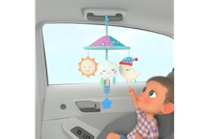 CATERBEE Juguete móvil para cochecito de bebé, juguetes con asa de techo de coche para 0 meses en adelante (cielo)