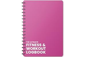 UNIBRANDS Ultimate Gym Workout Log Book, XL A5 Exercise, Fitness and Training Diary & Journal – 100 Page with Exercise, Cardio & Notes Sections, Set Goals & Track Progress - for Men and Women (Pink)