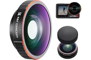 K&F CONCEPT Weitwinkelobjektivfilter Kompatibel mit DJI Osmo Action 5 Pro, Action 4 185° Ultraweitwinkelobjektiv Magnetische Befestigung/Mehrfach Beschichtet/Optisches Glas