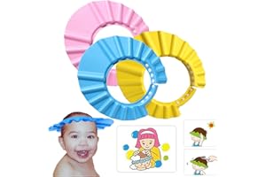Tuofang Doccia Cap per Bambino, 3 Pezzi Cuffia da Bagno per la Testa del Bambino Regolabile, Visiera Doccia Bambini, Prevenire l'Acqua Flusso Verso Occhi e Viso, per la Cura del Bambino (3 colori)