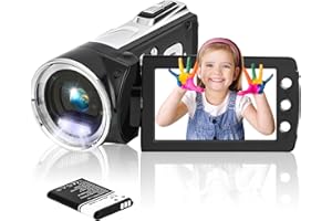 Vmotal Videokamera Camcorder GDV8162 Wiederaufladbare Digitalkamera FHD 1080P 24MP 270° LCD drehbarer Bildschirm, Camcorder für Kinder/Jugendliche/Studenten/Anfänger/ältere Menschen