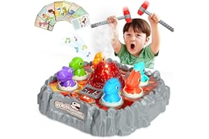 Yerloa Whack Game Toddlers Gifts for 2 3 4 5 6 Year Old Boys, Interactive Toys for Kids 3-5 Boy/Girl With Sound and Light, Spray Volcano Boys Toys Age 2 3 4 5 6 with 2 Soft Hammer