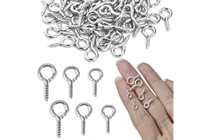 KIPTVO 300PCS Stainless Steel Small Screw Eye Pins, Screw Pins Hooks Eyelets Threaded, Mini Eye Threaded Metal Eye Hooks Bolts, for Pendants Jewellery Christmas Decoration