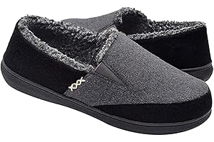 Zigzagger Men's Wool Blend Closed-back Slippers, Indoor/Outdoor Durable House Shoes with High-density Foam