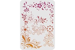 FINGERINSPIRE Flower Corner DIY Decorative Stencil Template 29.7x21cm A4 Large Reusable Mylar Template Paint Wood Chalk Signs for Painting Wood Wall Furniture Holiday DIY Craft Decor