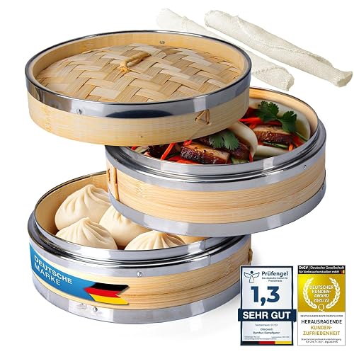 Dimono Bambus-Dampfgarer, 2 Etagen mit Deckel