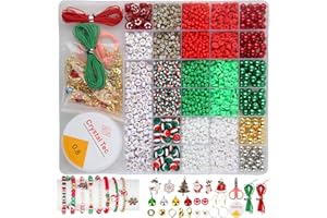 ‎NEWPLENTY Perlen für Armbänder Weihnachten, 2700 Stück Armbänder Selber Machen mit 4/8mm Weihnachtsperlen und DIY Charms,Buchstabe Perlen (A-Z)，Freundschaftsarmbänder Selber Machen Bastelset (Weihnachten)