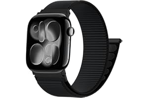 Jiamus Nylon Armband kompatibel mit Apple Watch Armband 44mm 40mm 42mm 49mm 45mm 46mm 41mm 38mm Damen Herren, Sport Loop Band für iWatch Ultra SE 3 2 1 Series 11 10 9 8 7 6 5 4 3 2 1,Schwarz