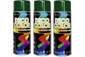 DECO COLOR Fahrzeugteile Hoffmann 3er Sparpack DC Lackspray glänzend 400ml nach RAL freie Farbauswahl (3 Dosen in moosgrün glanz RAL 6005)