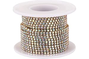 Cheriswelry 10 Yards 2mm Crystal Rhinestone Diamante Chain AB Color Trimming Claw Chain DIY Sewing Craft for Jewellery Making Wedding Decoration