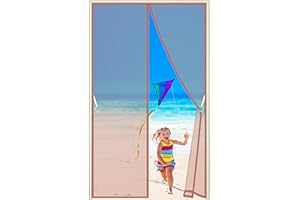 AMZBSGD Moustiquaire pour Portes, 125x215 cm Avancée Rideau Magnétique Anti insectes pour Porte de Balcon, porte Cave, Porte de Terrasse, Kit d'installation Complet - Marron H