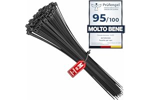 intervisio Fascette Plastica per Cablaggio 300 mm x 4,8 mm, Fermacavo Nere Elettricista 300mm Nylon Cavi Stringicavo, Nero, 100 Pezzi
