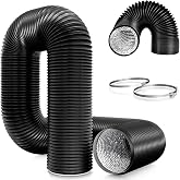 Brogachy 150mm 3M Black PVC Vent Pipe for Mobile Air Conditioning Dryer Extractor Fan Hood Ventilation System