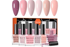 Major Dijit 6 colori di smalto neutro nudo Set di smalto per unghie rosa nudo per unghie di massa Manicure Nail Art Home Salon Paillettes di lunga durata Smalto per unghie (19-24)