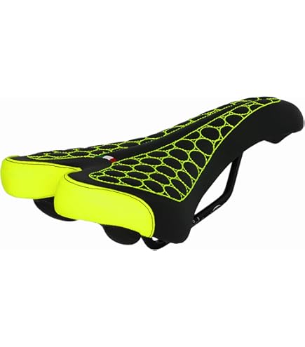 Sella Da Bici Montegrappa Menador 3400 - Per E-MTB E Gravel, In Memory Foam Nero/Verde