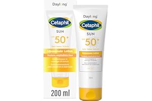 ‎CETAPHIL CETAPHIL SUN Liposomale Sonnenlotion SPF 50+, 200ml, Dermatologischer Sonnenschutz für trockene, empfindliche Haut, Sofortiger & hochwirksamer UVA- & UVB-Schutz, Extra wasserresistent, Ohne Duftstoffe