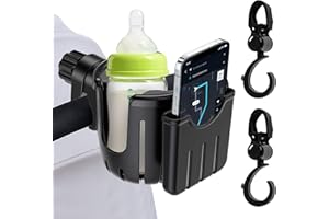 Nizirioo Portavasos para Cochecito, Ajuste Universal Portabotellas, Portavasos Carrito Bebé, con 2pcs Gancho Carrito Bebe para Bicicleta Silla De Ruedas Botellas Soporte para Café
